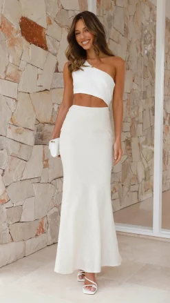 Abia Maxi Dress - White/Natural