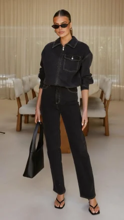 Abrand Denim Bomber Cara - Washed Black