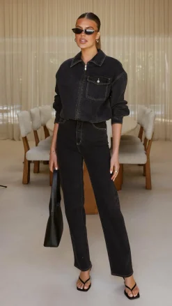 Abrand Denim Bomber Cara - Washed Black