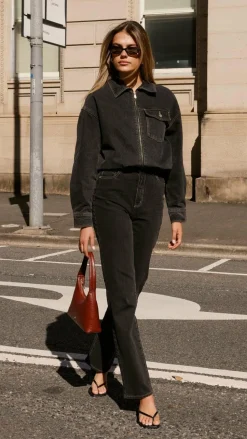 Abrand Denim Bomber Cara - Washed Black