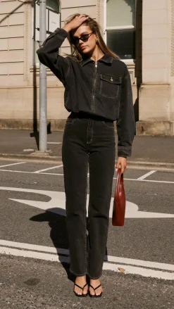 Abrand Denim Bomber Cara - Washed Black