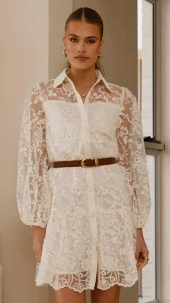 Acacia Lace Mini Dress - White