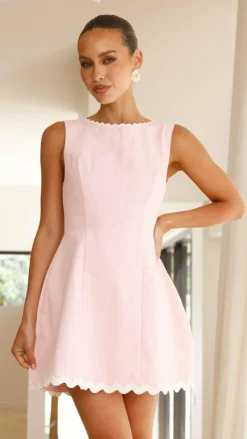 Aceline Mini Dress - Pink/White