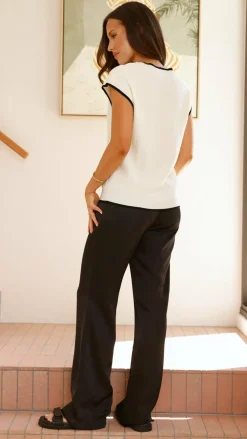 Adana Contrast Top - White / Black