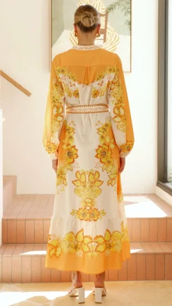 Addison Maxi Dress - Orange/Yellow Floral