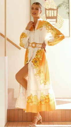 Addison Maxi Dress - Orange/Yellow Floral