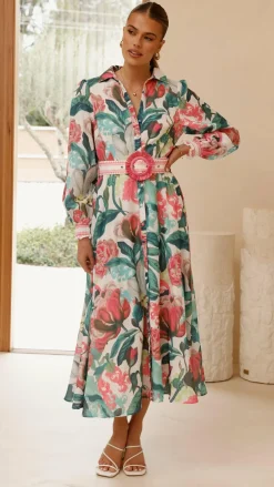 Aida Long Sleeve Maxi Dress - Spritz Pink