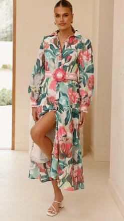 Aida Long Sleeve Maxi Dress - Spritz Pink