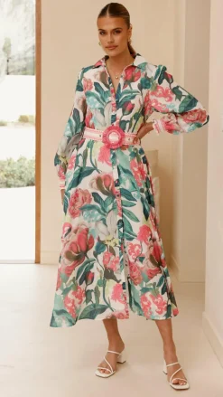 Aida Long Sleeve Maxi Dress - Spritz Pink