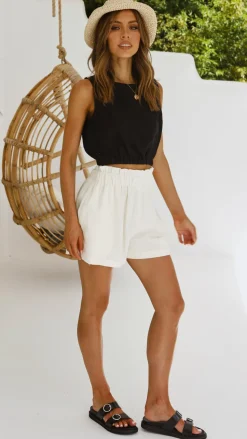 Aimee Linen Top - Black