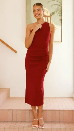 Alaina Midi Dress - Wine