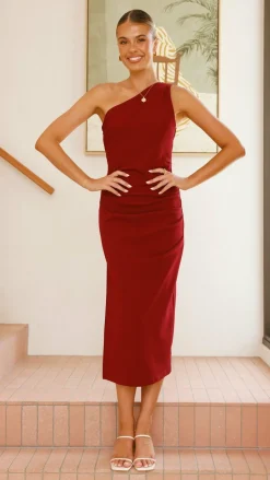 Alaina Midi Dress - Wine