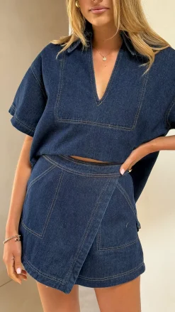 Alaina Oversized Shirt - Indigo Denim