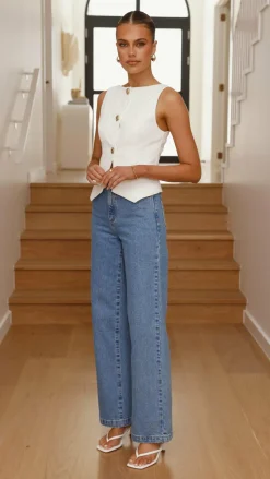 Alexis Button Up Vest - White