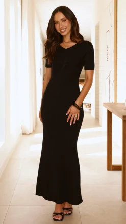 Aliyah Knit Maxi Dress - Black