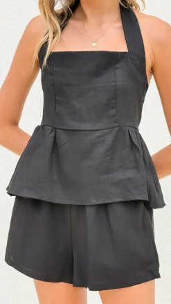 Alta Vista Linen Shorts - Black