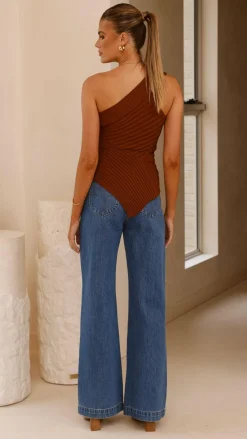 Alyssia One Shoulder Top - Chocolate