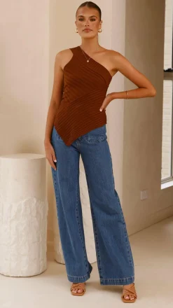 Alyssia One Shoulder Top - Chocolate