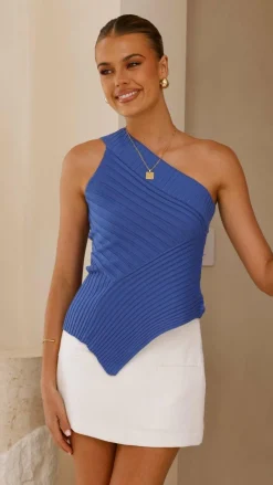 Alyssia One Shoulder Top - Blue