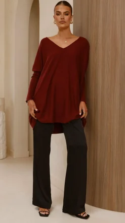 Amalia Knit Top - Burgundy