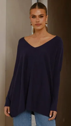 Amalia Knit Top - Navy