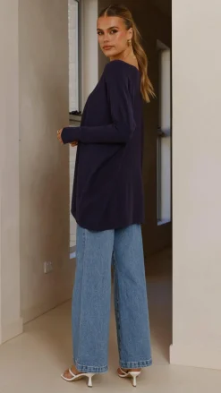 Amalia Knit Top - Navy