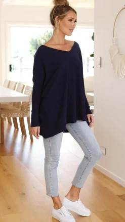 Amalia Knit Top - Navy