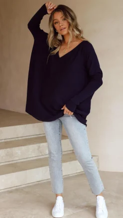 Amalia Knit Top - Navy