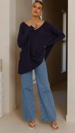 Amalia Knit Top - Navy