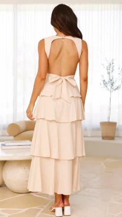Anastasia Backless Maxi Dress - Oat