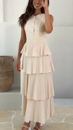 Anastasia Backless Maxi Dress - Oat