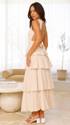 Anastasia Backless Maxi Dress - Oat