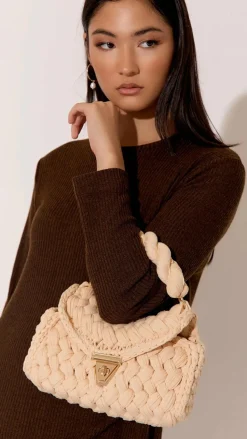 Annabel Chunky Plaited Handbag - Cream