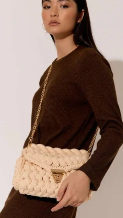 Annabel Chunky Plaited Handbag - Cream