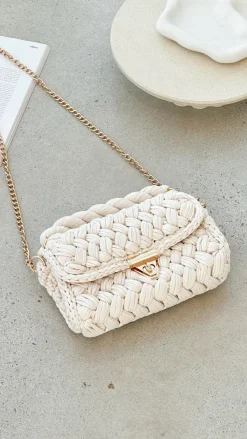 Annabel Chunky Plaited Handbag - Light Cream