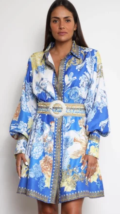 Annika Long Sleeve Mini Dress - Blue Doll