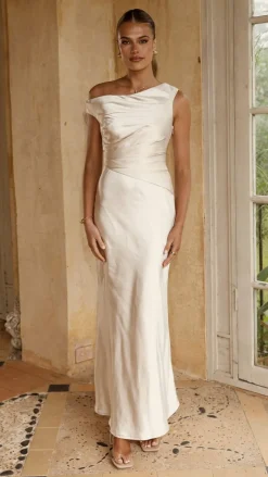 Auria Off Shoulder Maxi Dress - Champagne