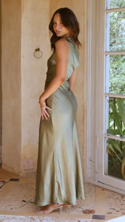 Auria Off Shoulder Maxi Dress - Olive