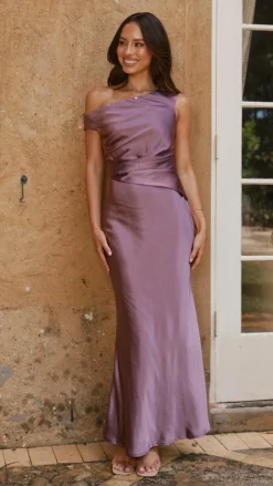 Auria Off Shoulder Maxi Dress - Plum