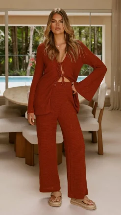 Ava Long Sleeve Top - Rust