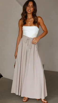 Avery Wide Leg Pants - Beige