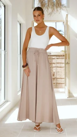 Avery Wide Leg Pants - Beige
