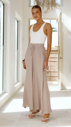 Avery Wide Leg Pants - Beige