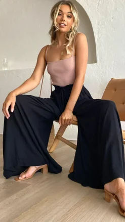 Avery Wide Leg Pants - Black