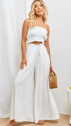 Avery Wide Leg Pants - White