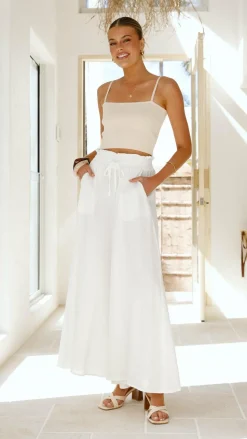 Avery Wide Leg Pants - White