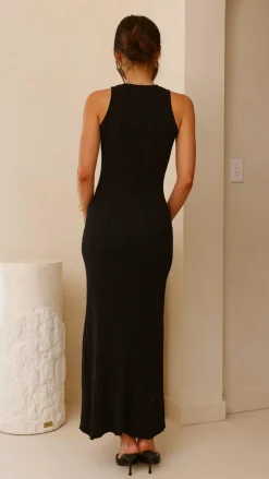 Aylah Knit Midi Dress - Black