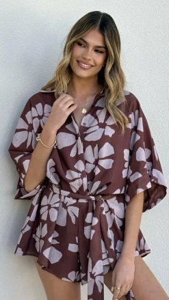 Bailin Playsuit - Brown Daylillies