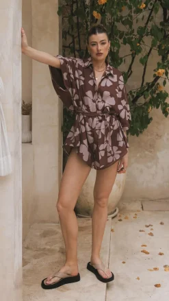 Bailin Playsuit - Brown Daylillies