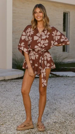 Bailin Playsuit - Brown Daylillies